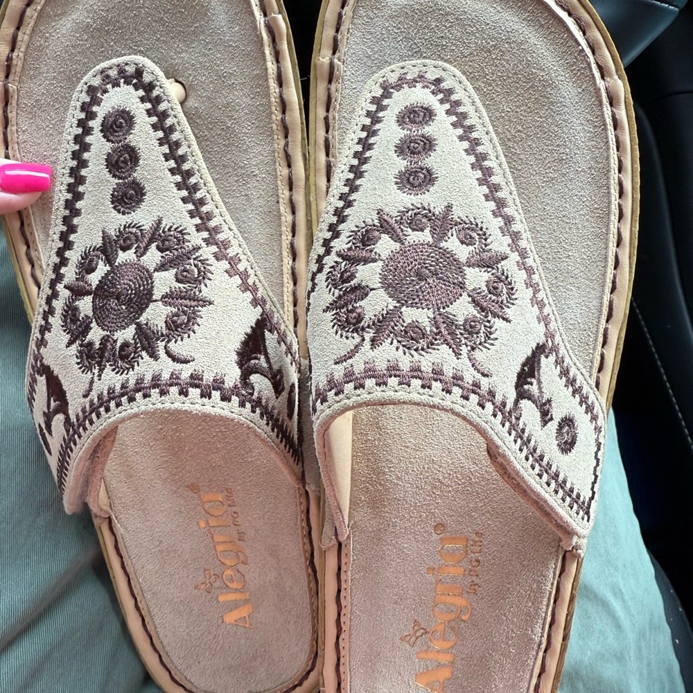 Alegria Tan and Brown Sandals with Comfort and Style